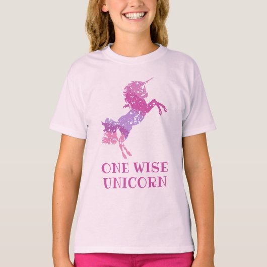 Wise Unicorn Pink Krawatte Girls T - Shirt (Vorderseite)