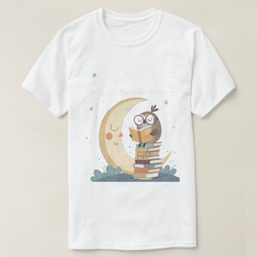 Wise World Gebäude Owl Moonlight Librarian T-Shi T-Shirt (Design vorne)