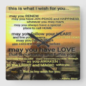 WISH Clock von Adiela Akoo Quadratische Wanduhr (Vorderseite)