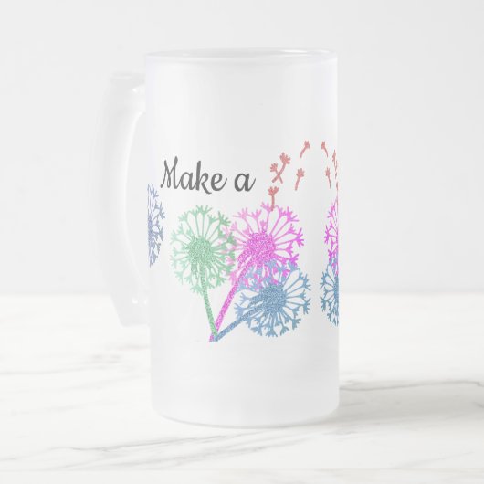 Wish Dandelion Blume Glitzer Hübsch Elegant Mattglas Bierglas (Vorderseite Links)