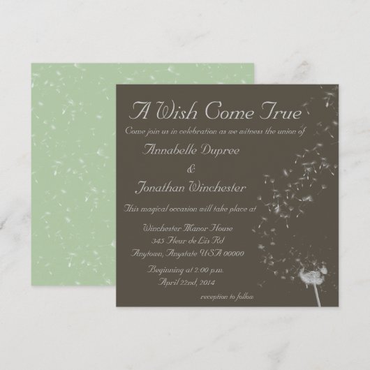 Wish Dandelion Wedding Einladung (Vorne/Hinten)