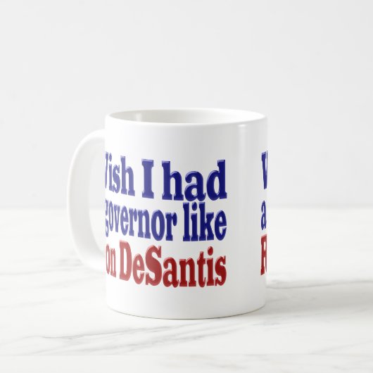 Wish hatte Governor Ron DeSantis roter blauer Halb Kaffeetasse (Vorderseite Links)
