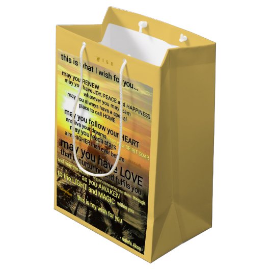 WISH Medium Gift Bag by Poet Adiela Akoo  Mittlere Geschenktüte (Rückseite Schrägansicht)