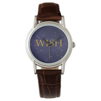 Wish Watch mit Magical Night Sky Hintergrund Armbanduhr