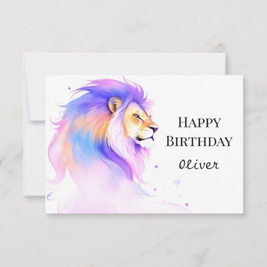 Wish Whimsical Elegante Lion Birthday Karte (Vorderseite)