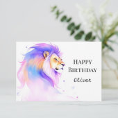 Wish Whimsical Elegante Lion Birthday Karte (Stehend Vorderseite)