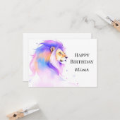Wish Whimsical Elegante Lion Birthday Karte (Vorderseite/Rückseite Beispiel)