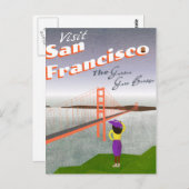 "Wish you aren here" Golden Gate Bridge Postkarte (Vorne/Hinten)