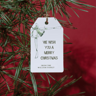 "Wish You Merely Christmas" Grüne Aquarellbrunnen Geschenkanhänger