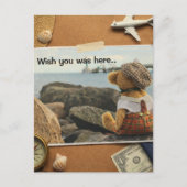 Wish you was here teddy bear postkarte (Vorderseite)