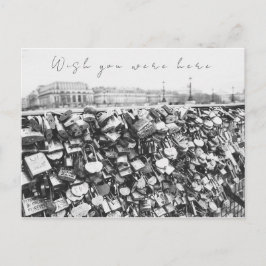 "Wish You Were Here" Liebe Lock Bridge in Paris Postkarte