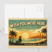 Wish You Were Here – Retro Paradise Postcard Postkarte (Vorne/Hinten)