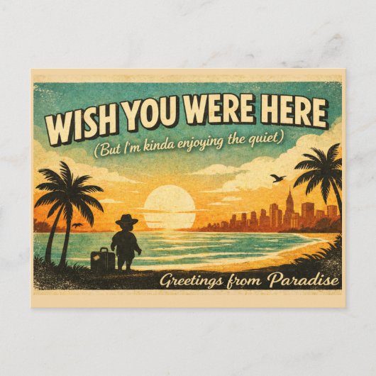 Wish You Were Here – Retro Paradise Postcard Postkarte (Vorderseite)