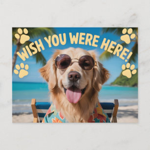"Wish You Were Here" Urlaubshund-Design Feiertagspostkarte