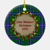 Wishart Clan Abzeichen & Tartan Personalisierte We Keramik Ornament (Hinten)