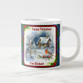 Wishart Tartan & Robin Christmas Personalized Jumbo-Tasse (Rechts)