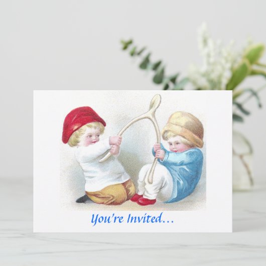 Wishbone kämpft Vintager Erntedank Einladung (Stehend Vorderseite)