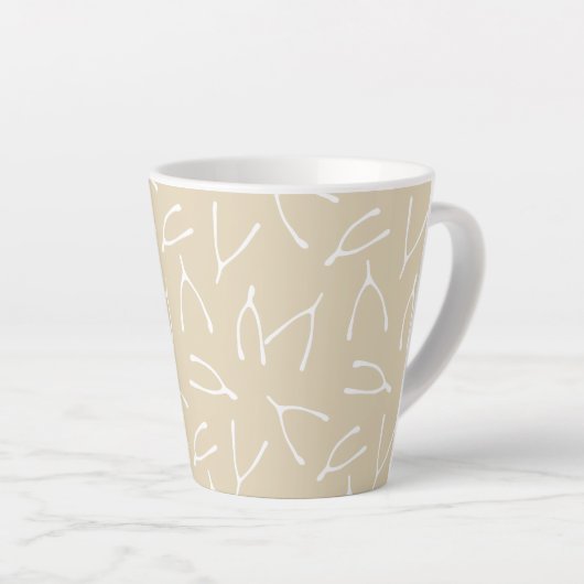 Wishbone Muster Beige weiße große Träume Milchtasse (Rechte Ecke)