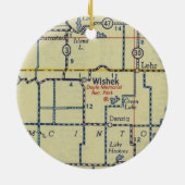 Wishek ND Alte Karte Keramik Ornament (Hinten)