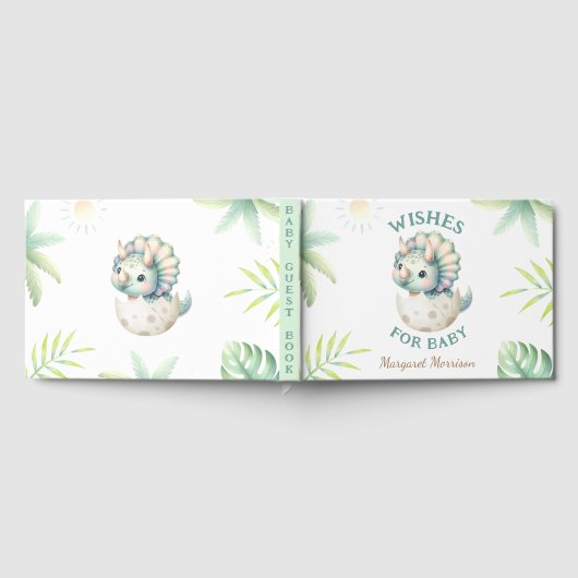 Wishes For Baby Girl Cute Dinosaur Guest Book Gästebuch (Voll)
