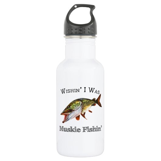 Wishin I was Muskie Fishin Edelstahlflasche (Vorderseite)