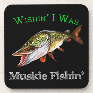 Wishin I was Muskie Fishin Getränkeuntersetzer