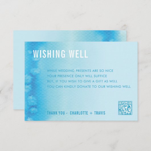 WISHING GUCARD :: ombre watercolor blue Begleitkarte (Vorne/Hinten)