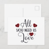 Wishing Happy Valentines Day Postkarte (Vorne/Hinten)
