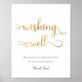 "Wishing Well" Gold White Trend Wedding Sign Poster (Vorne)