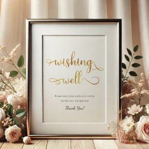 "Wishing Well" Gold White Trend Wedding Sign Poster