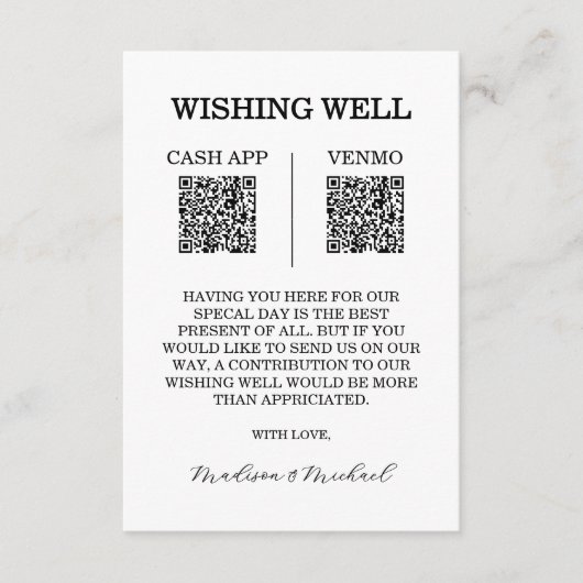 Wishing Well Wedding QR Code Enclosure Card Begleitkarte (Vorderseite)