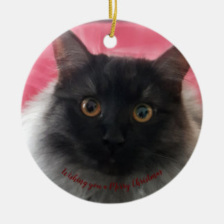 Wishing you a Merry Christmas black silver ragdoll Keramik Ornament