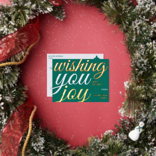 Wishing You Joy Typografie Folien Feiertags Postka Feiertagspostkarte