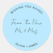 Wishing You Riches From The New Mr Mrs Wedding Bag Runder Aufkleber (Vorderseite)