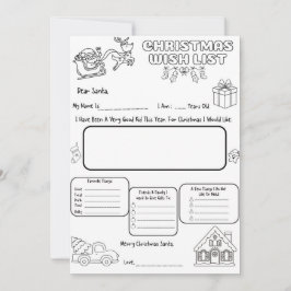 Wishlist Letter to Santa Coloring Activity Einladung