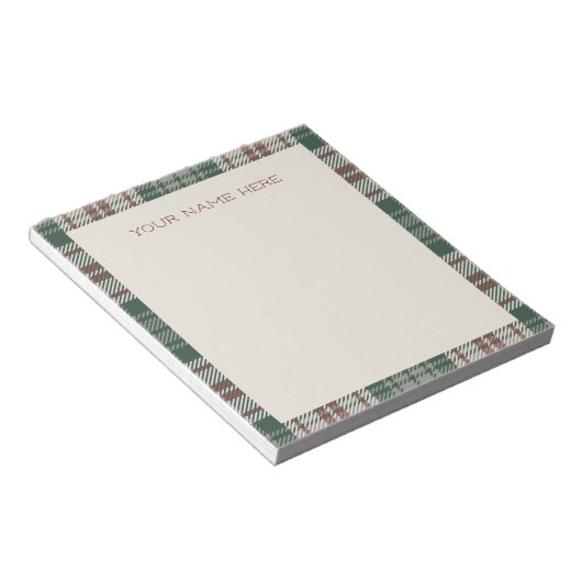Wishlist Note Pad - Classic Christmas Plaid Notizblock (angewinkelt)