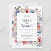 Wishpering Blooms Watercolor Winter Wedding Einladung (Vorderseite)