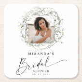 Wisps of Eukalyptus Greenery Foto Brautparty Rechteckiger Pappuntersetzer (Vorderseite)