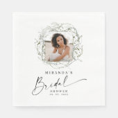 Wisps of Eukalyptus Greenery Foto Brautparty Serviette (Vorderseite)