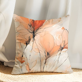 Wispy Abstract Ink Contemporary Floral Kissen