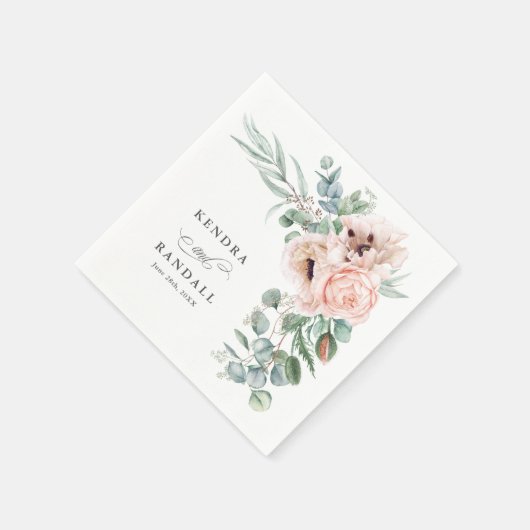 Wispy Beige und Pink Romantische Flora Serviette (Ecke)