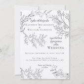 Wispy Black Floral Konturen über Kraft Wedding Einladung (Vorderseite)