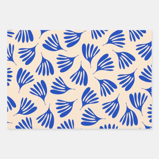 Wispy-Blätter Zeitgenössisches helles blaues Muste Geschenkpapier Set (Vorderseite 2)