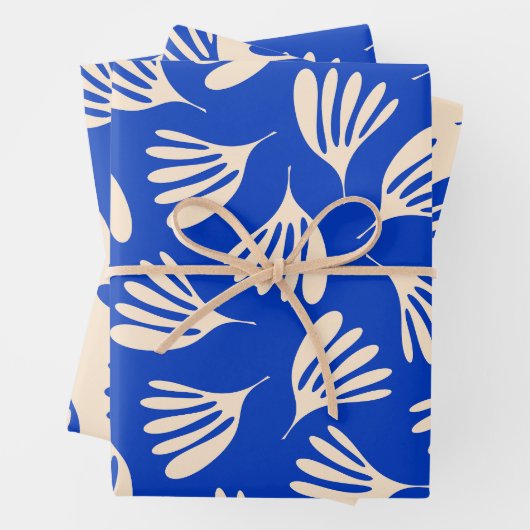 Wispy-Blätter Zeitgenössisches helles blaues Muste Geschenkpapier Set (Beispiel)