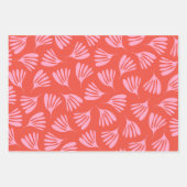Wispy-Blätter Zeitgenössisches Muster Rosa Orange- Geschenkpapier Set (Vorderseite 2)