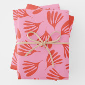 Wispy-Blätter Zeitgenössisches Muster Rosa Orange- Geschenkpapier Set (Beispiel)