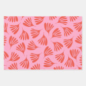 Wispy-Blätter Zeitgenössisches Muster Rosa Orange- Geschenkpapier Set (Vorderseite)