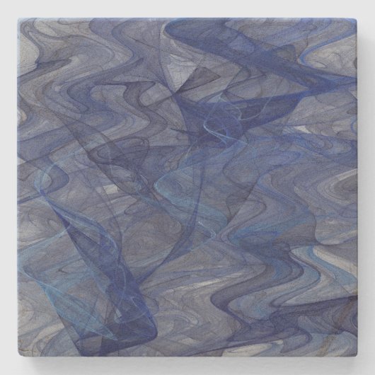 Wispy Blue Abstrakt Fraktal Square Untersetzer (Vorderseite)