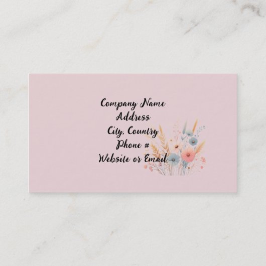 Wispy Boho Blume und Grasses Visitenkarte (Rückseite)