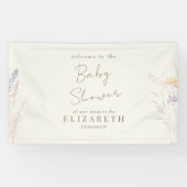 Wispy Botanical Floral Cream Baby Dusche Banner (Horizontal)